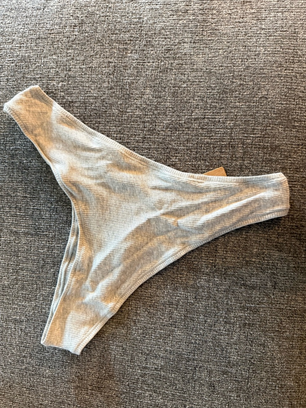 SKIMS Ribbed Thong Panty in Light Gray
